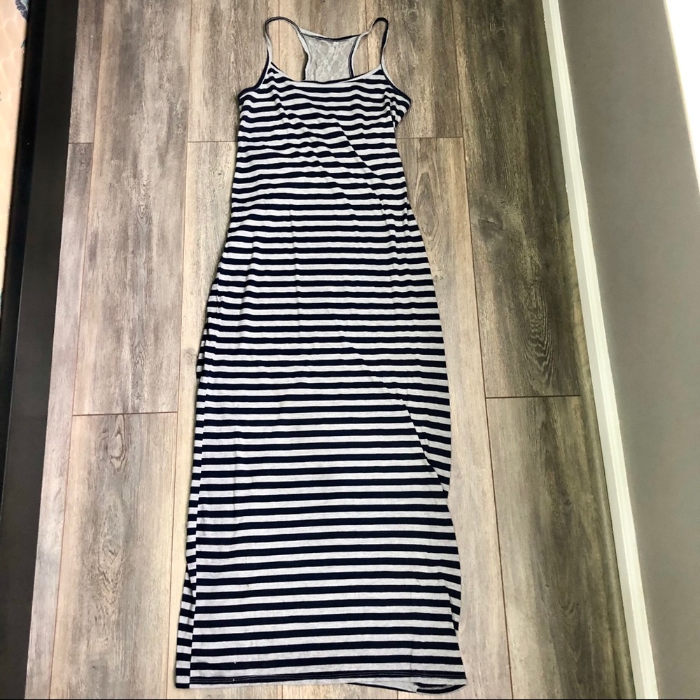 Dark Blue and Gray Maxi Dress